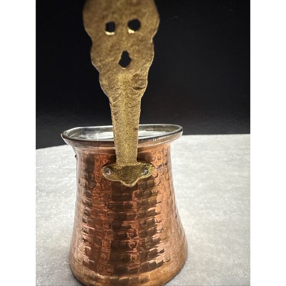 Unique! Turkish Hand Hammered Copper Coffee Pot, Ibrik Kettle, 3.3" T - Picture 7 of 13